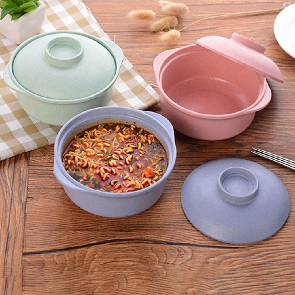 Goivanni Tô Nấu Mì Ăn Liền Bằng Chất Liệu Rơm Lúa Mì + PP Chống Rơi Kèm Nắp Đậy Tiện Dụng