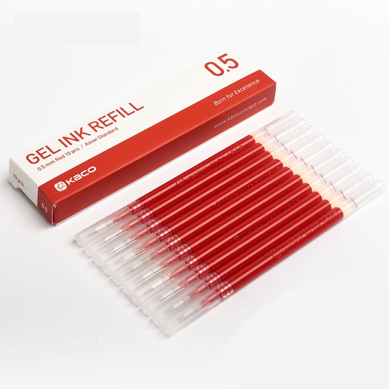 Set 10 Ruột Bút Bi Mực Màu Đen/Đỏ/Xanh Dương/Xanh Dương/Xanh Dương