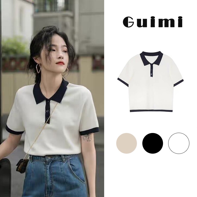 Áo thun dệt kim NZN tay ngắn thời trang xinh xắn cho nữ với 3 màu tùy chọn