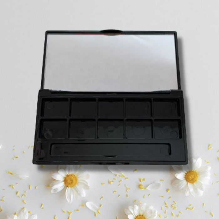 Bảng 10 ô rỗng chiết son, phấn mắt có nắp đậy kèm gương mang đi làm, đi chơi, du lịch,...