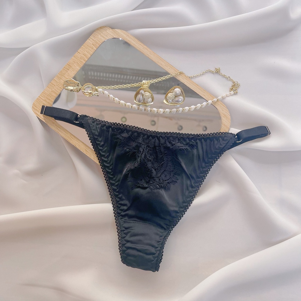 Quần lót nữ lọt khe lụa pha ren sexy Wine - thiết kế Sanvajulie