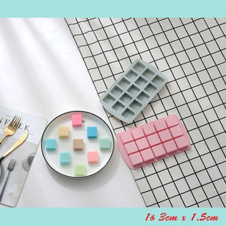 HCM - Khuôn silicon vuông 15 viên đổ rau câu, thạch pudding, socola viên