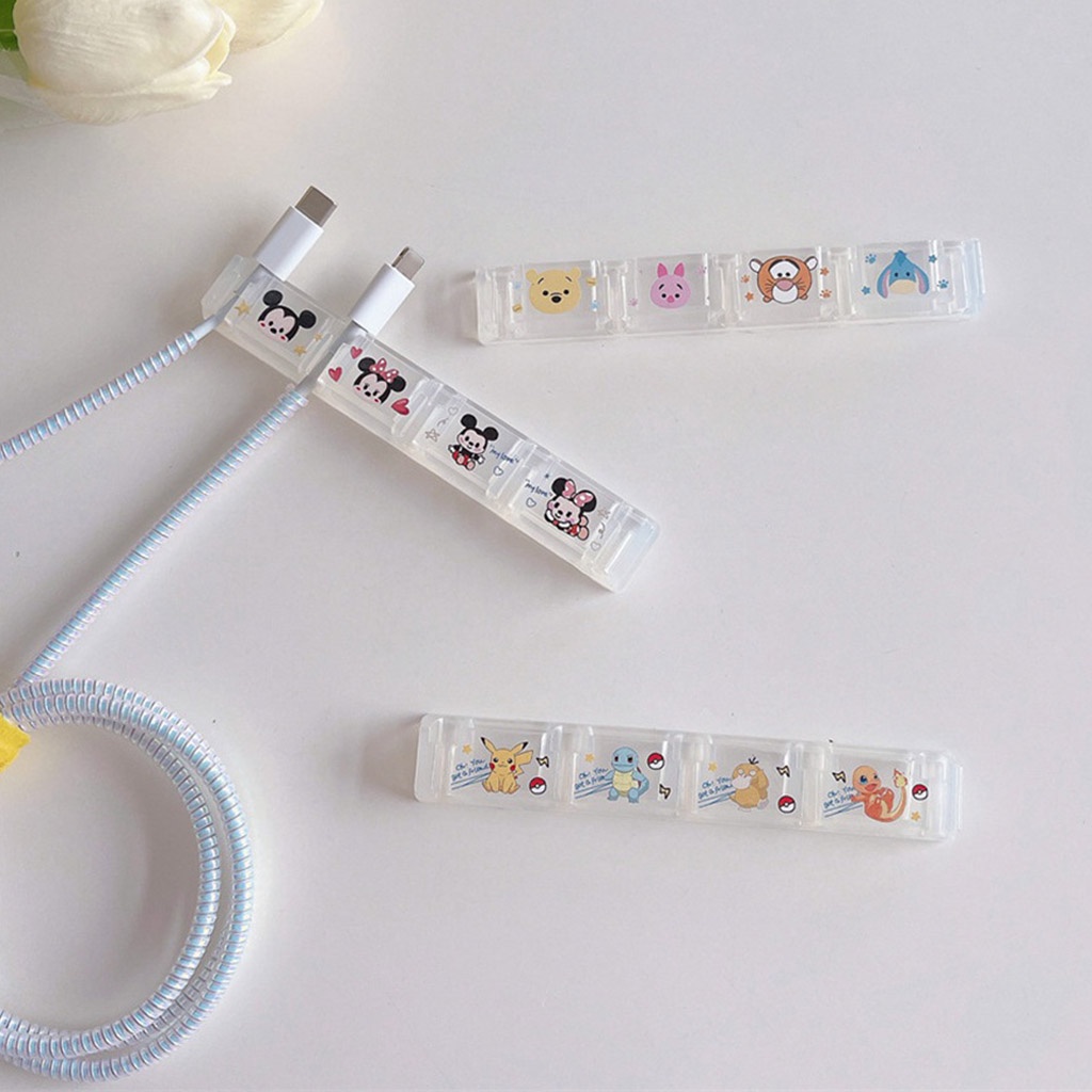 Kẹp Giữ Dây Cáp Sạc Để Bàn 1 Đầu 4 Dây Hình Động Vật Hoạt Hình Đáng Yêu