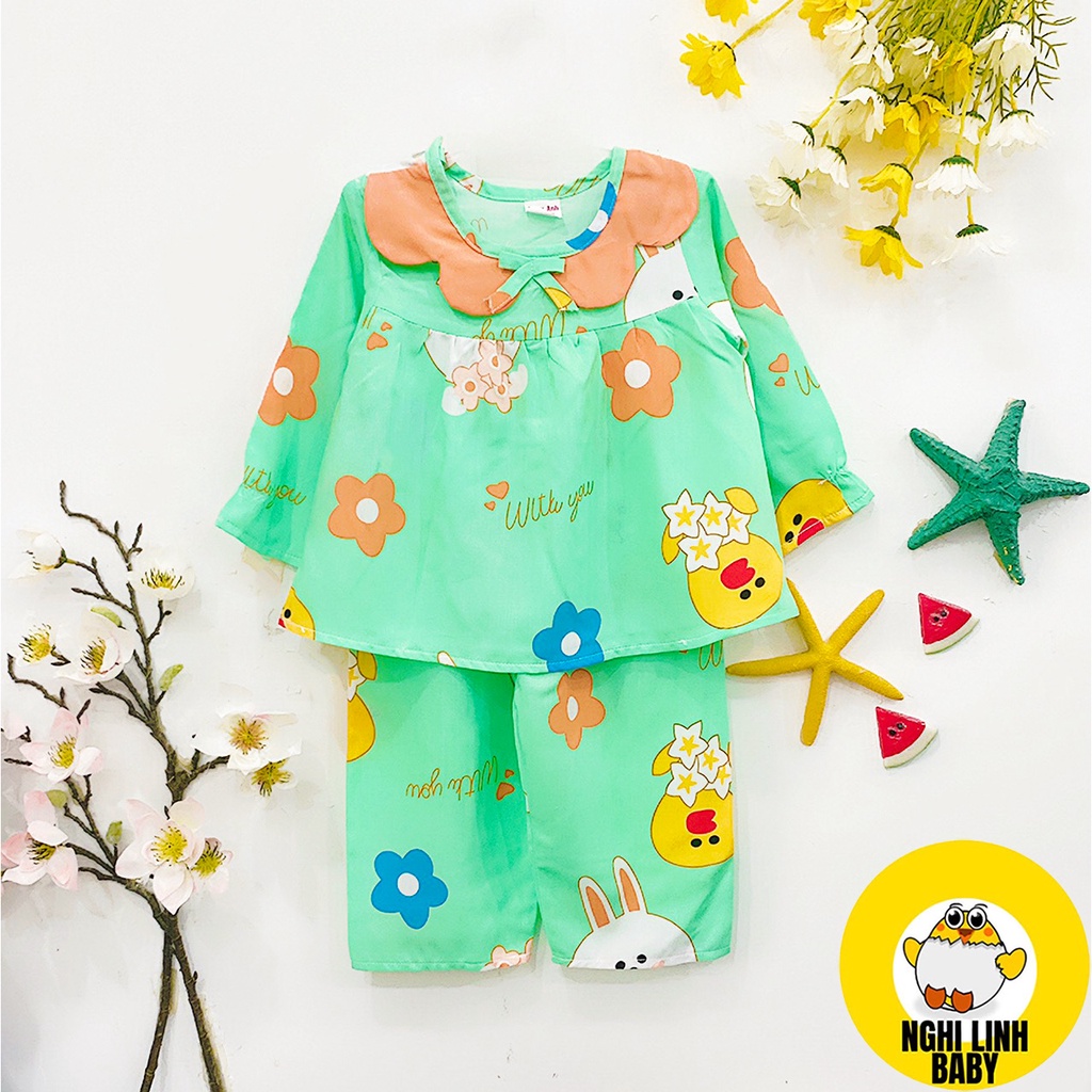 Đồ bộ dài tay bé gái, đồ tole bé gái size 7&8 mềm, mịn, thoáng  từ 14-15kg - Nghi Linh Baby