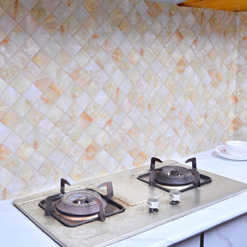 Giấy Dán Tường Dày Dặn Tự Dính Chống Thấm Nước/Dầu Mỡ Cho Nhà Bếp Nhà Tắm