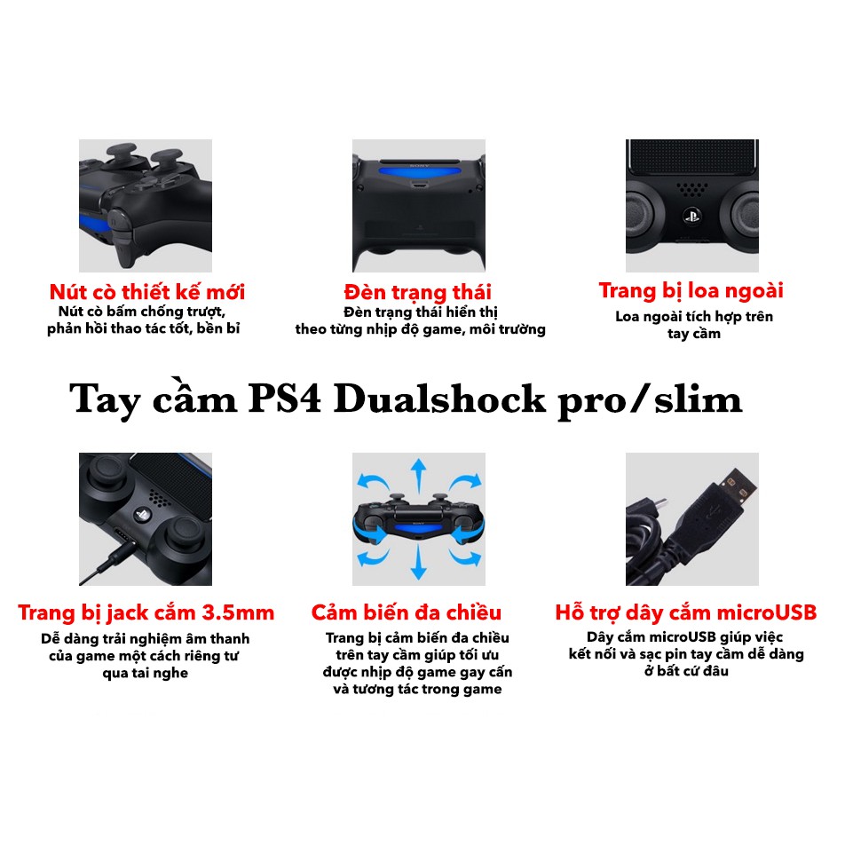 Tay cầm Ps4 Slim/Pro chính hãng nhiều màu, tay cầm chơi game ps4 dualshock