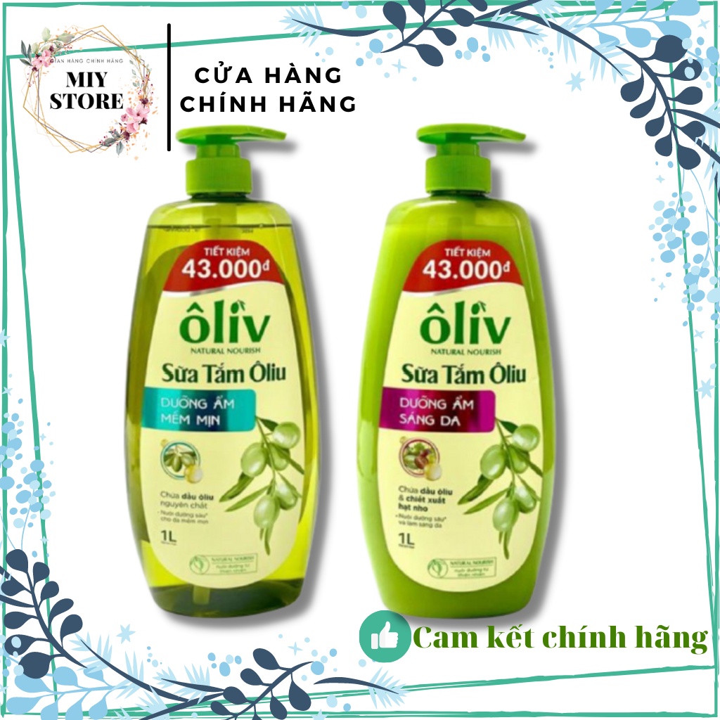 Sữa tắm Purite Oliv ( Ô liu) mềm mịn,sáng da chai 1000ml