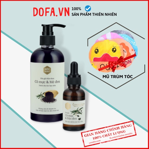 Combo cho tóc bạc sớm Serum &amp; Dầu gội Cỏ Mực Mộc Nhu (1 gội và 1 serum)