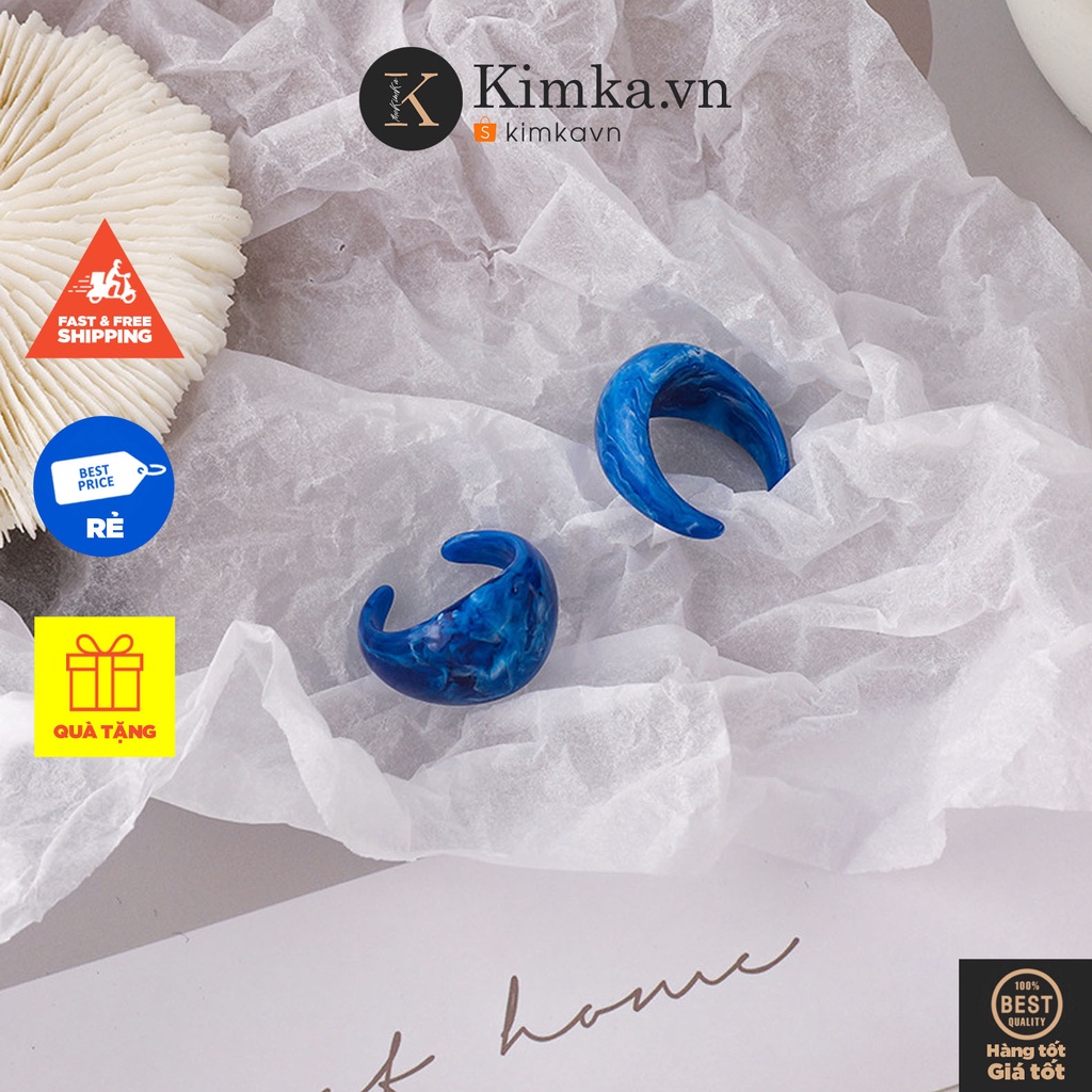 (0690) Nhẫn Vân Đá Xanh Xu Hướng Hàn Quốc