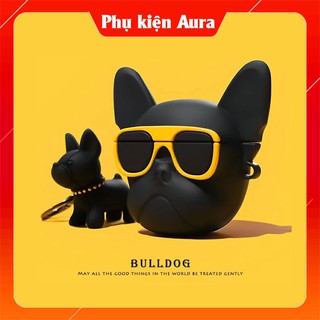 🔥Case Airpods Bảo Vệ Tai Nghe Chó Ngầu Bull Dog Đen Đỏ 🔥 Vỏ Airpod 1-2 Siêu Ngầu - Phukienaura