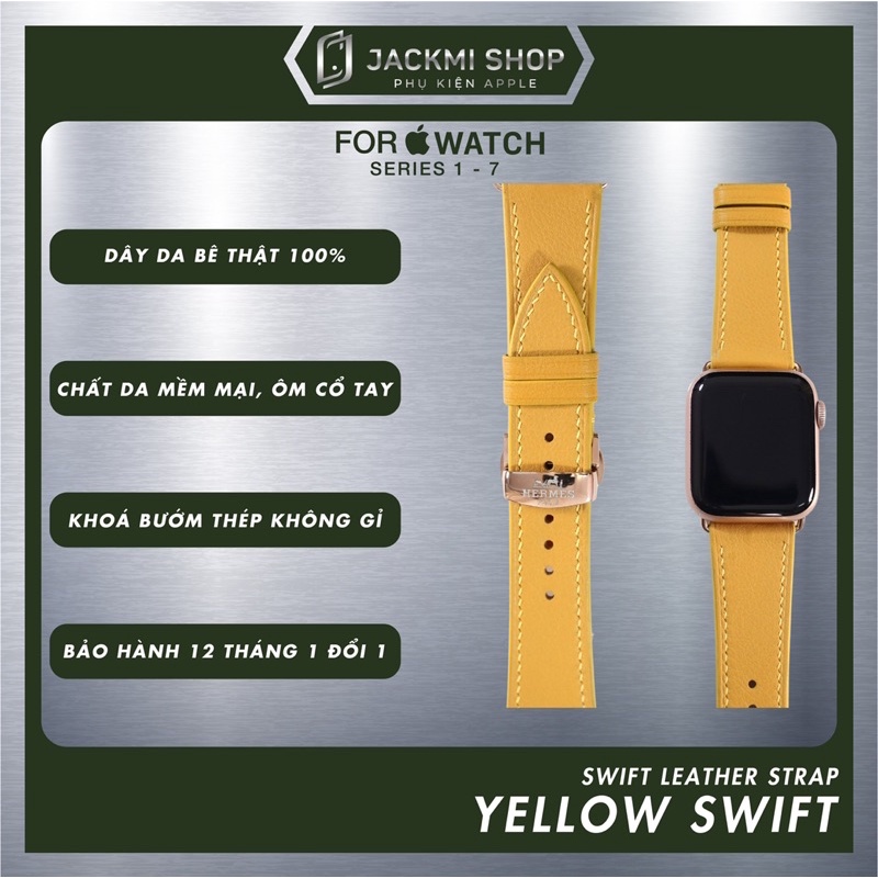 Dây Apple Watch da thật may tay thủ công khoá bướm cho series 1 2 3 4 5 6 SE 7 size 38mm 40mm 41mm 42mm 44mm 45mm