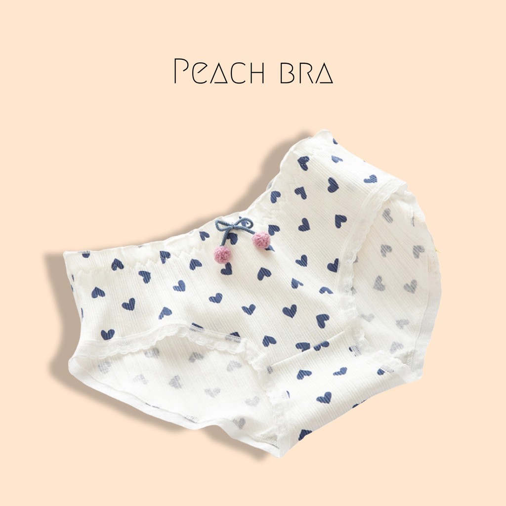 Quần lót cotton viền ren Peach bra đáng yêu ôm mông kháng khuẩn thấm hút tốt freesize đến 62kg | BigBuy360 - bigbuy360.vn