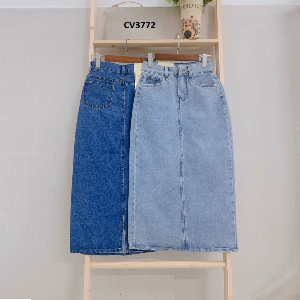 Chân váy jean dài phủ gối CV3772