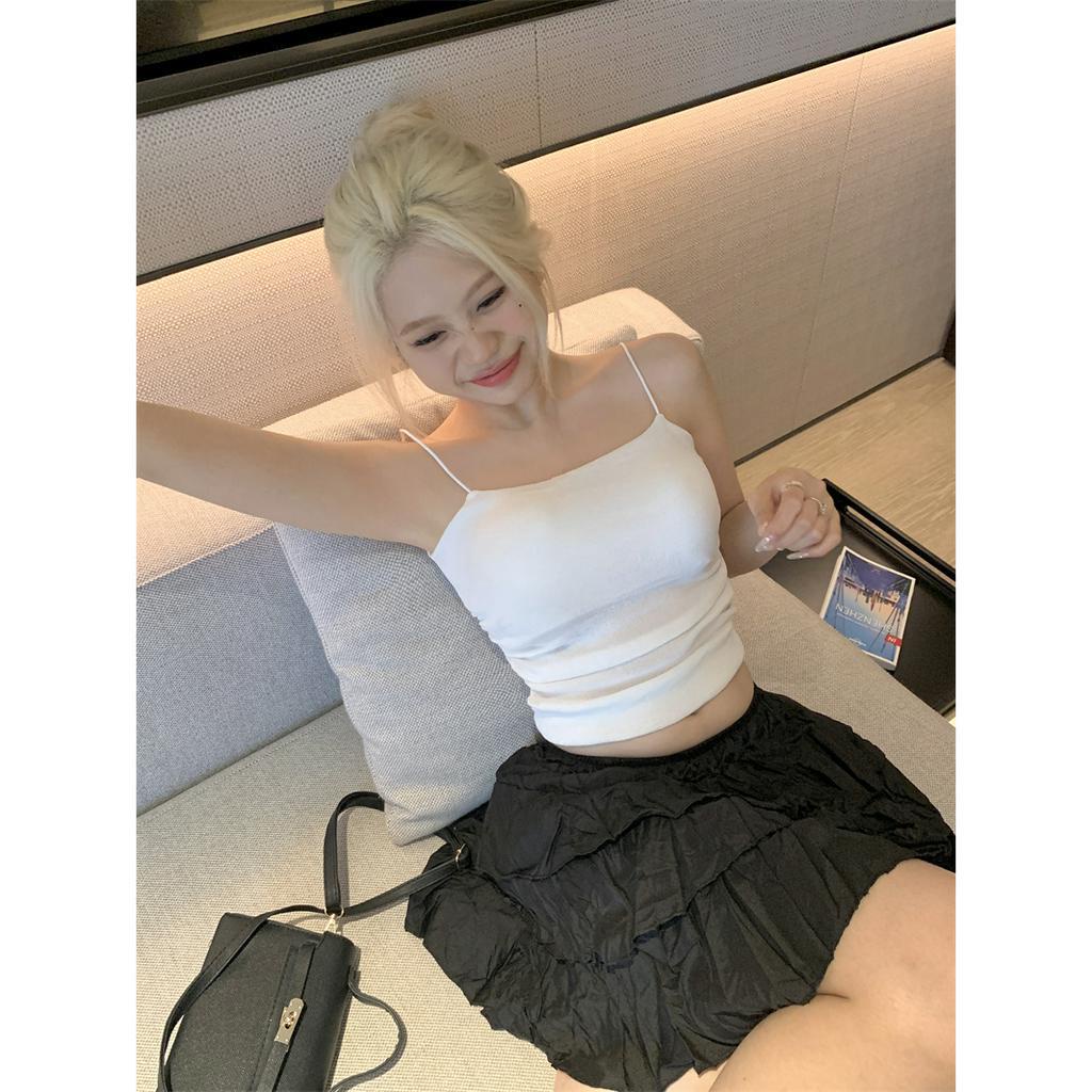 Áo Hai Dây Màu Trơn Có Đệm Ngực Thời Trang Hong Kong Cho Nữ