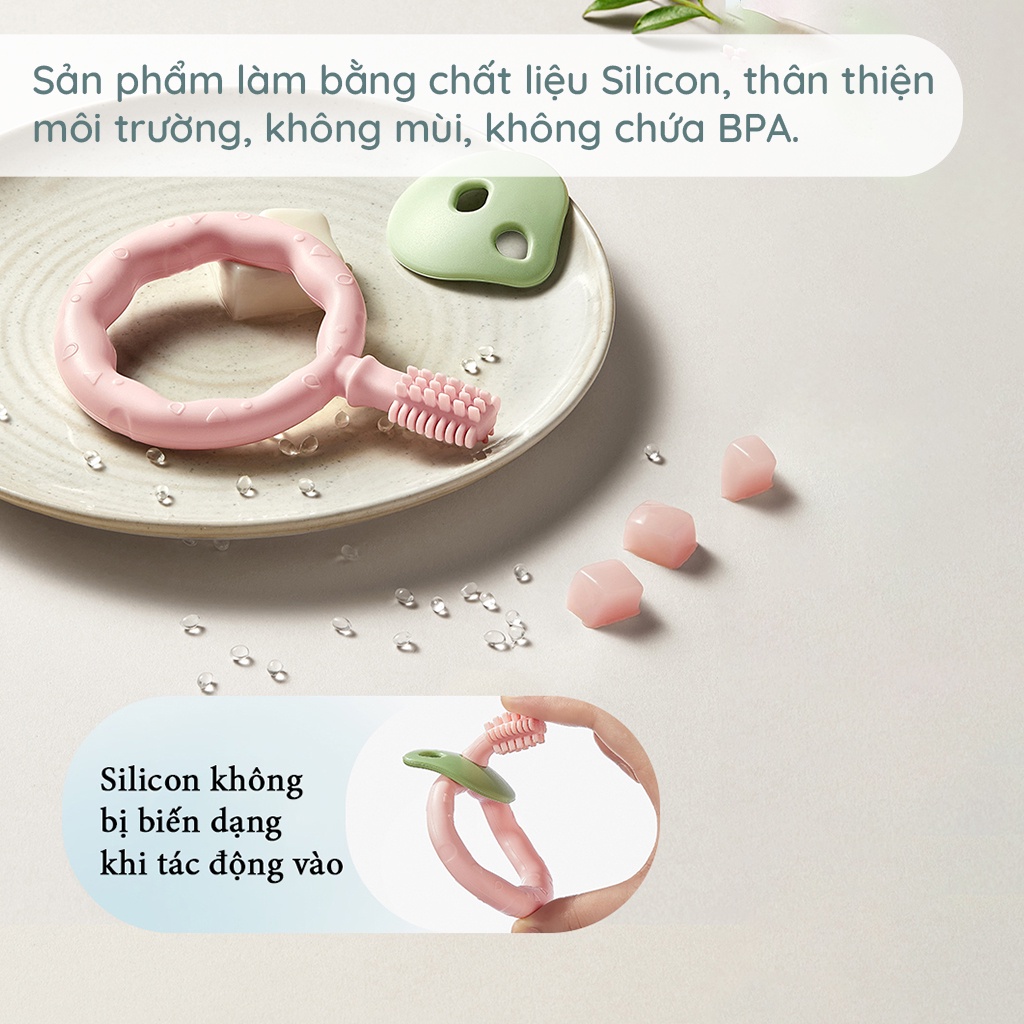 Gặm nướu cho bé AAG2204002 bàn chải đánh răng silicone cao cấp an toàn tiện lợi