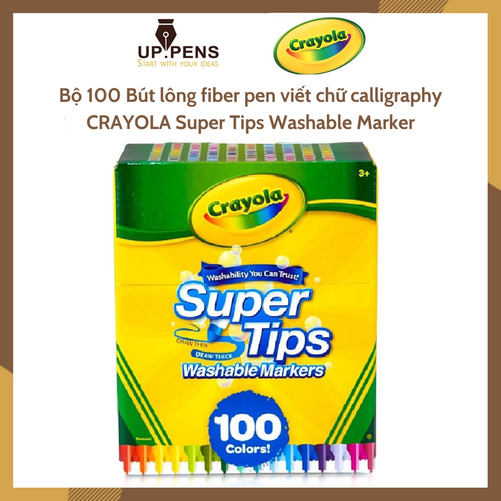 Bộ 100 bút lông fiber pen viết chữ calligraphy Crayola Super Tips Washable Marker