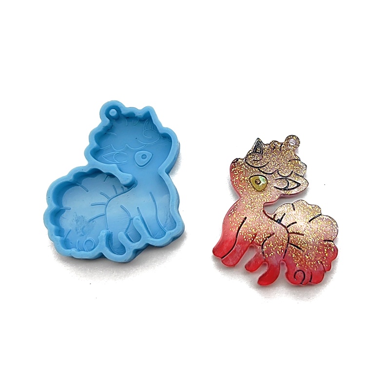 Khuôn Làm Móc Khóa Bằng Nhựa Epoxy Hình Ngựa Pony Có Lỗ Treo Chìa Khóa