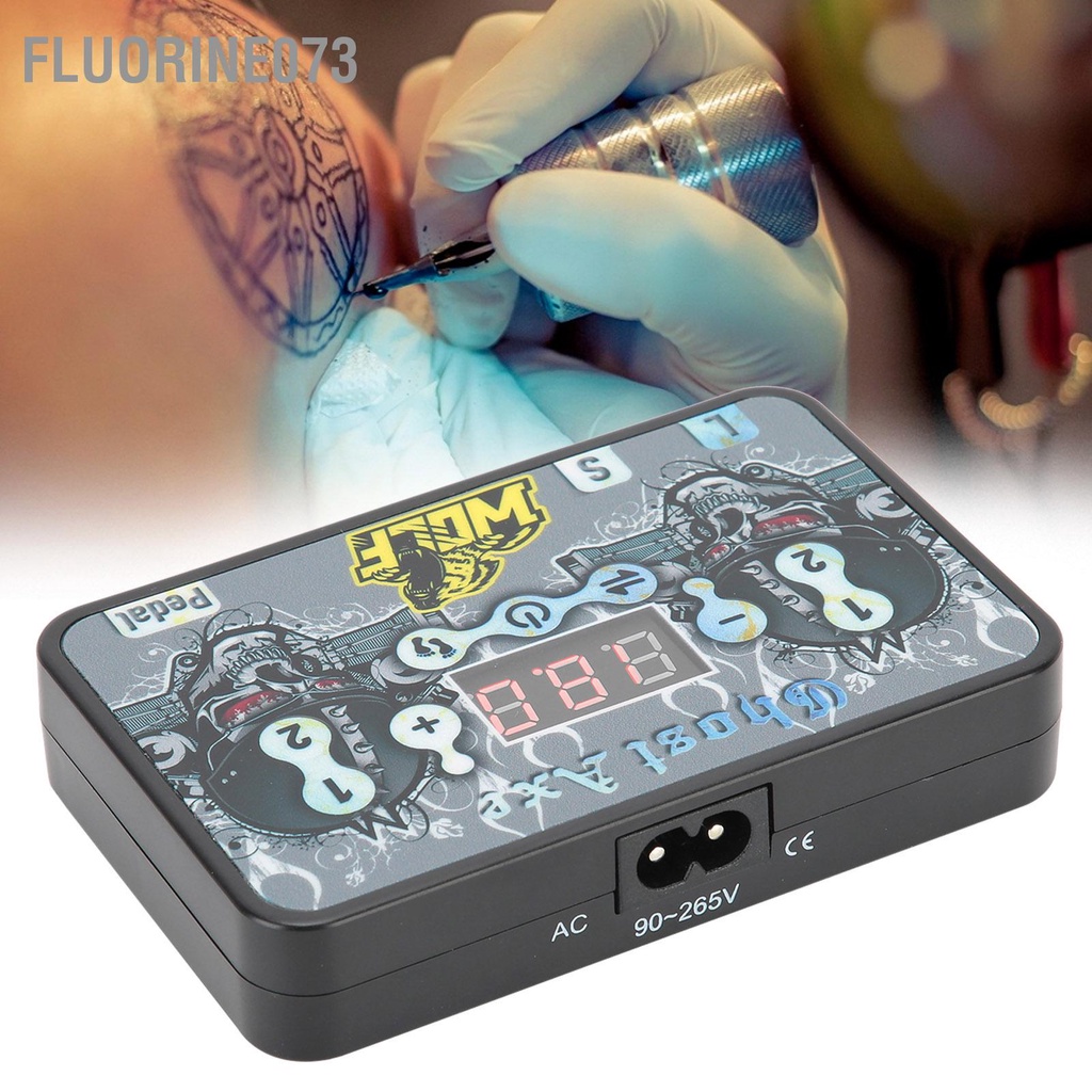 [Hàng Sẵn] Bộ cấp nguồn hình xăm Màn LCD 3 lỗ Kiểu dáng Bàn đạp chân Máy mô kép Nguồn điện 90‑265V【Fluorine073】