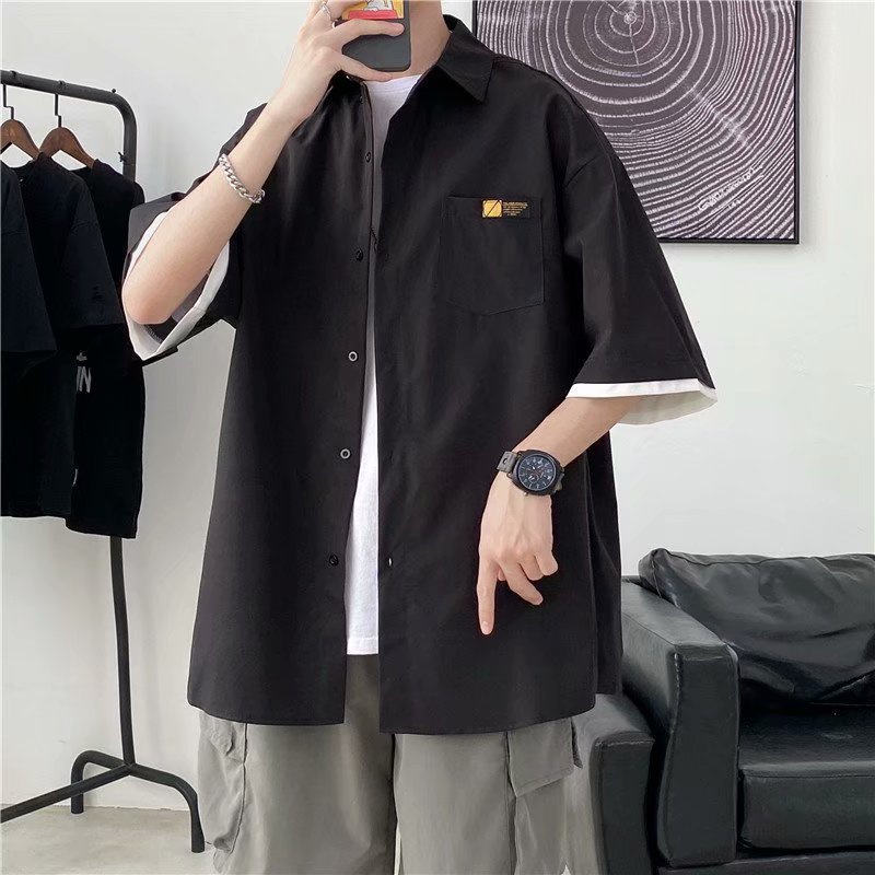 Áo sơ mi tay ngắn chống nhăn kiểu hoạt hình thời trang mùa hè cao cấp cho nam | BigBuy360 - bigbuy360.vn