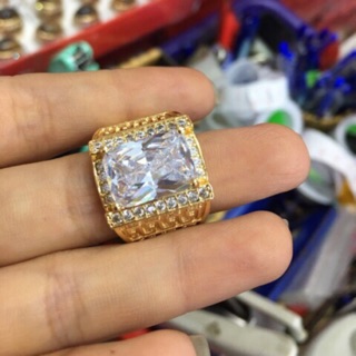 Nhẫn nam hột trắng xi 18k