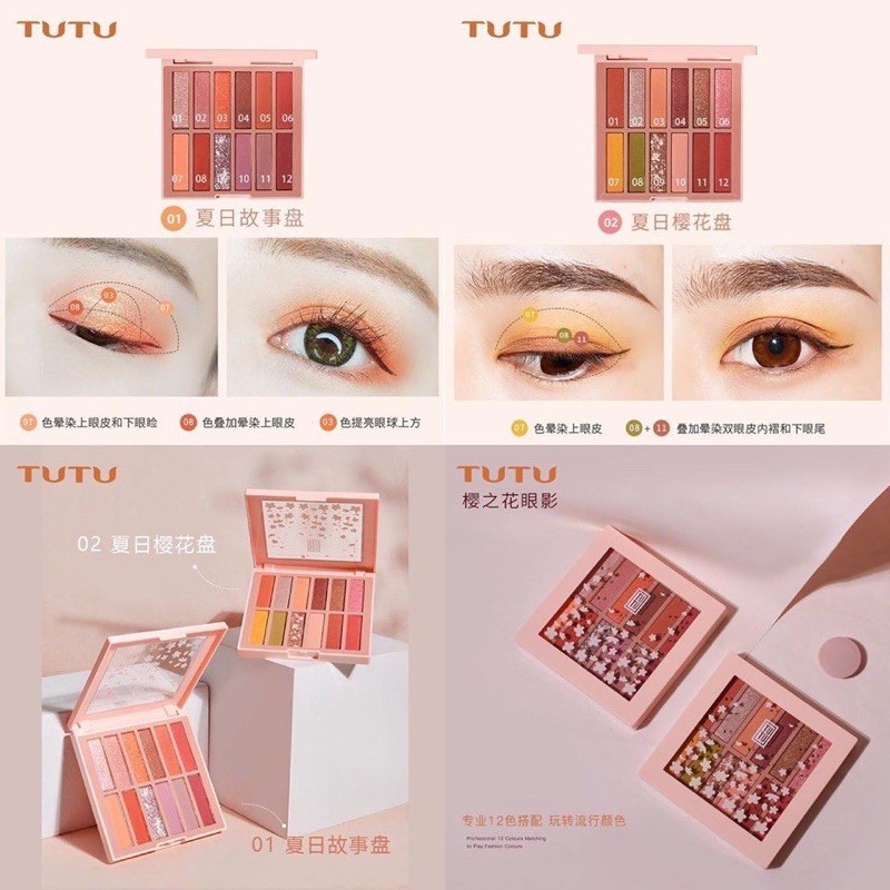 Phấn Mắt 12 Ô TuTu Sakura Flowers Eyeshadow | BigBuy360 - bigbuy360.vn