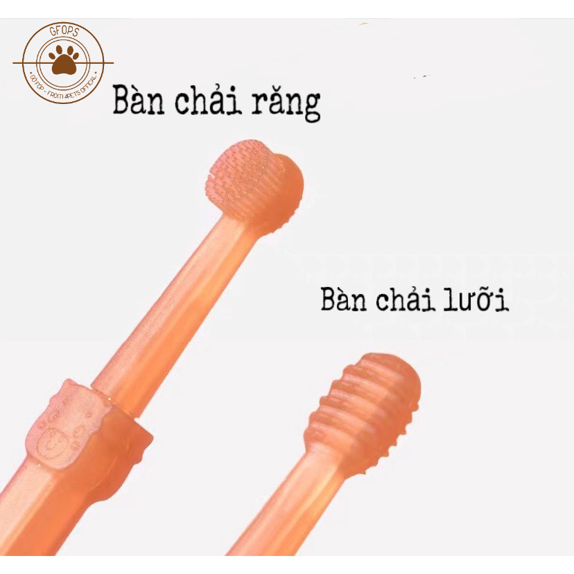 Combo kem đánh răng vài bàn chải silicon cho chó mèo, thú cưng Borammy , Đánh bay thúi miệng - 4pets official