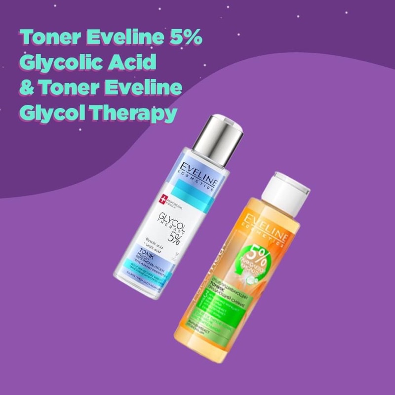 Toner Eveline 5% Glycolic Acid - Glycol Therapy 110ml giúp da căng bóng,mịn màng, mờ thâm mụn