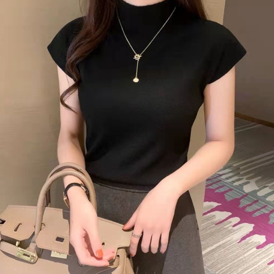 Áo len nữ thời trang LOZADO áo ngắn tay chất len tăm thiết kế cánh rơi bo chun kiểu dáng basic dễ mặc A507