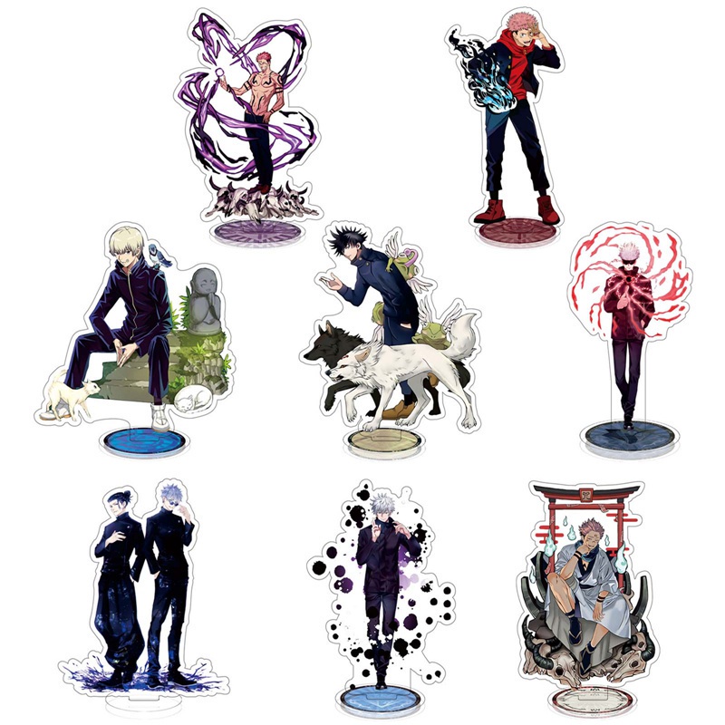 Mô hình acrylic nhân vật phim hoạt hình Anime Jujutsu Kaisen Gojo Satoru Fushiguro Megumi kèm đế đỡ