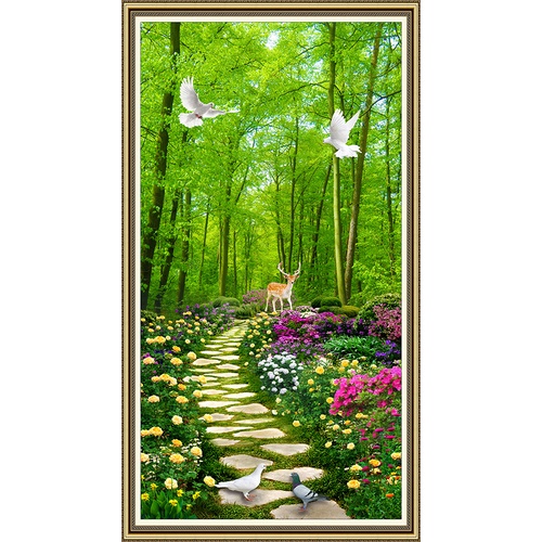 Tranh dán tường VTC Thiên nhiên khổ dọc nhiều mẫu LV-0051K Kim sa nhiều kích thước