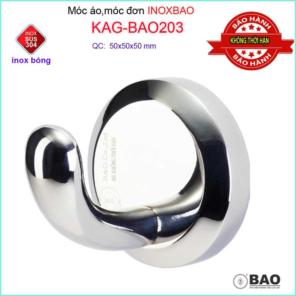 Móc treo đồ cao cấp Inox Bảo, móc áo Inox SUS304 KAG-BAO203