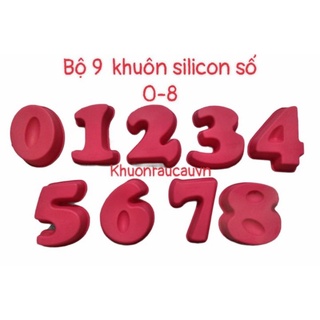 Bộ 9 khuôn silicon số từ 0-8 size trung bình 15 cm  làm thạch rau câu, bánh sinh nhật