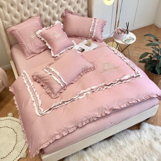 Bộ Chăn Ga Gối Lụa Cao Cấp 6 Món Hàng thêu /Thắt Nơ -> Chọn mẫu /size