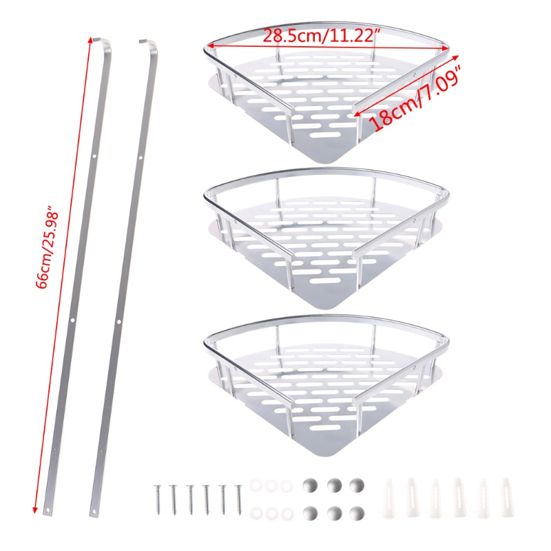 Kệ Nhôm 1 / 2 / 3 Tầng Gắn Góc Tường Nhà Tắm / Nhà Bếp