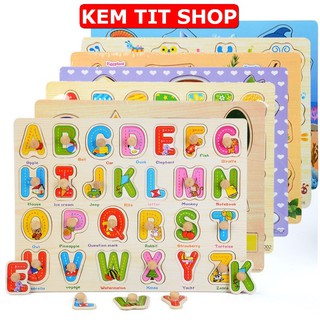 Bảng Chữ Cái [𝑭𝑹𝑬𝑬𝑺𝑯𝑰𝑷] Bảng Núm Gỗ Động Vật Dễ Thương