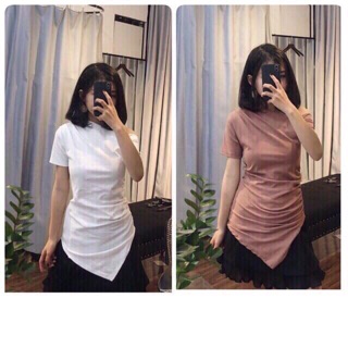 [Xả hàng] Áo vạt chéo nhọn lệch vai