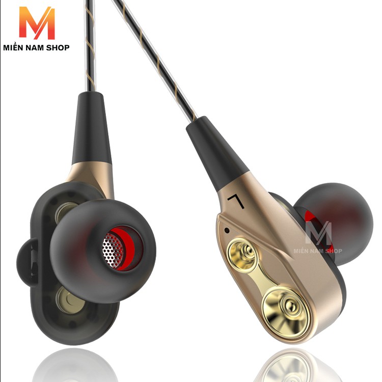 Tai nghe HiFi lõi kép 4 sợi cuốn loa mini.bass siêu trầm cho điện thoại chân androi và lightning MN003