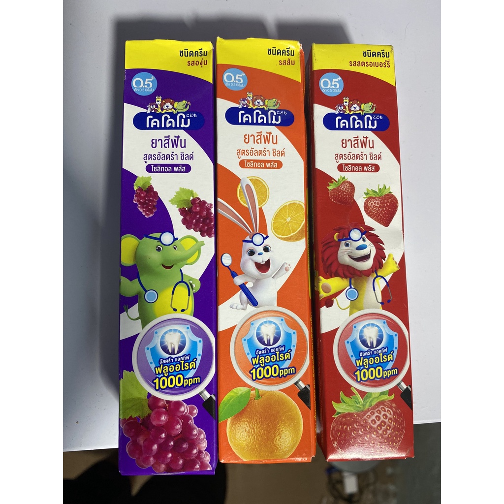 Kem đánh răng trẻ em kodomo Thái Lan 40gr hương vị trái cây nuốt được cho bé từ 1 tuổi