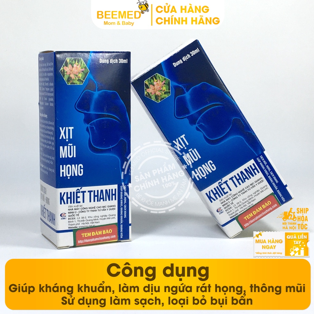 Xịt mũi họng Khiết Thanh Lọ 30ml - giúp thông thoáng mũi họng, làm sạch, loại bỏ bụi bẩn từ thảo dược