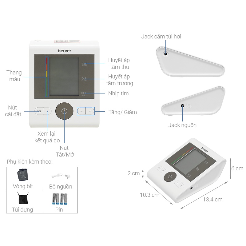 Máy đo huyết áp bắp tay Beurer có Adapter BM28A Chính Hãng
