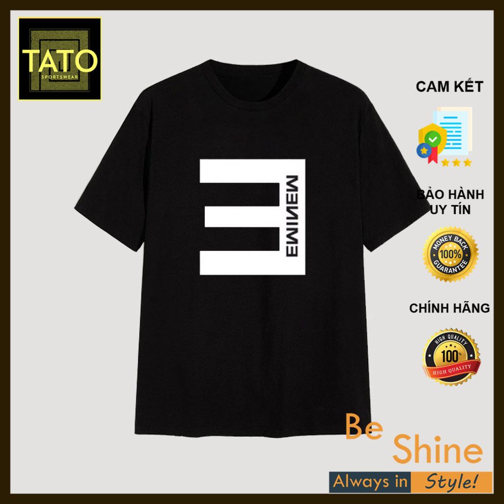 Áo Thun Tay Lỡ logo Eminem - Áo Phông Hiphop Cotton Cổ Tròn Unisex Form Rộng - TATO Unisex Clothing Chưa Có Đ