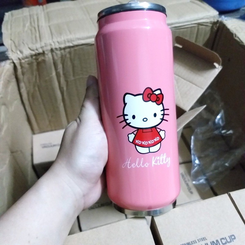 Bình giữ nhiệt, bình nước giữ nhiệt hình lon nước 500ml màu hồng