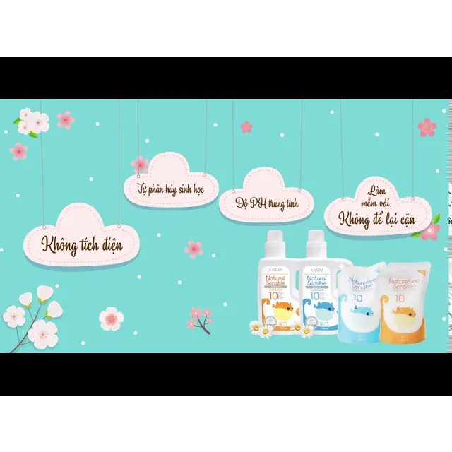 Nước Xả Vải Sơ Sinh Hữu Cơ K-Mom Hàn Quốc Dạng Túi 1300ml - KM13124 (Cam)