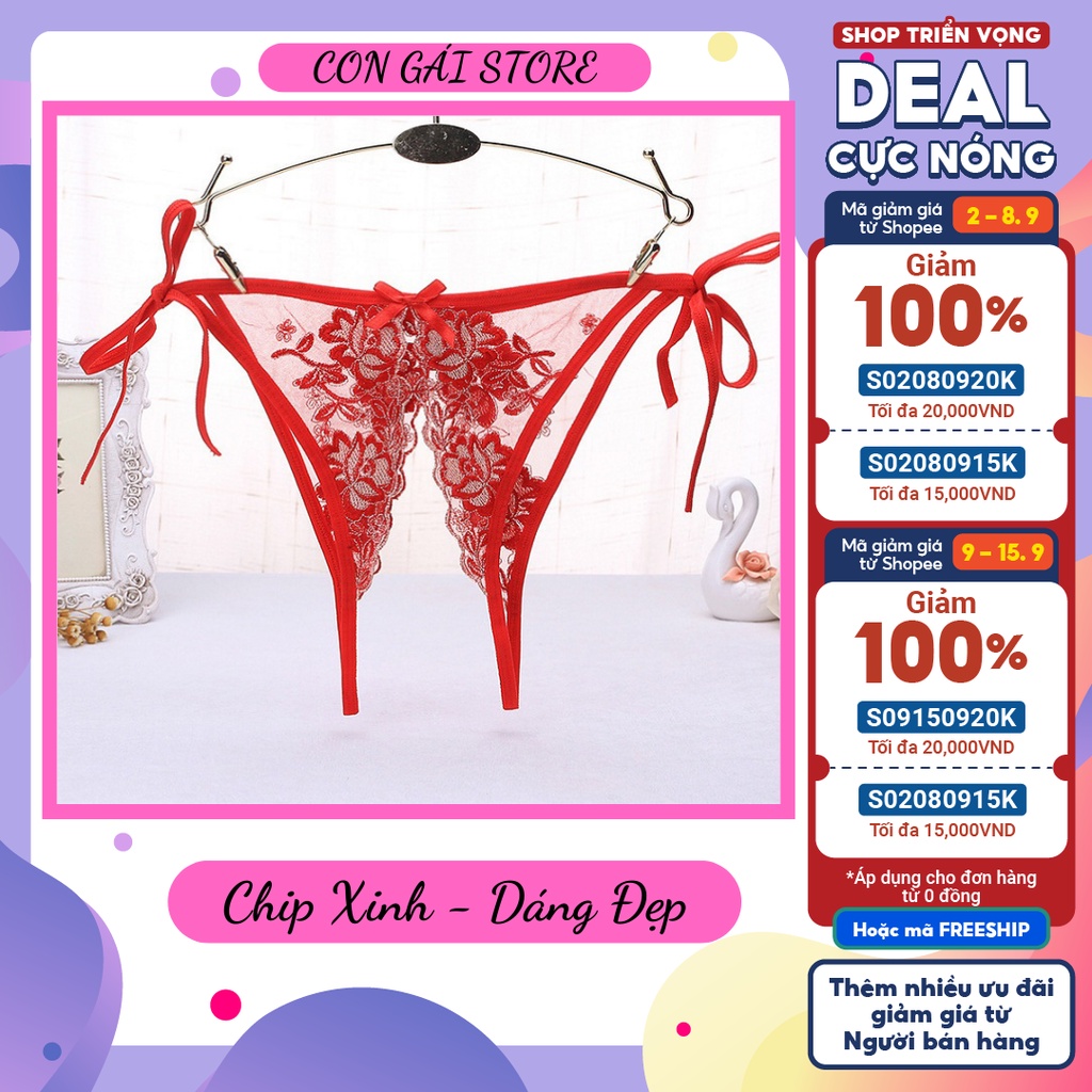 Quần lót nữ lọt khe xẻ đáy gợi cảm cột dây sexy thêu hoa cao cấp TL079 – Con Gái Store