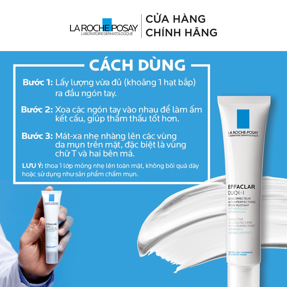 Kem dưỡng da thông thoáng lỗ chân lông ngừa thâm và mụn La Roche-Posay Effaclar Duo+ 40ml