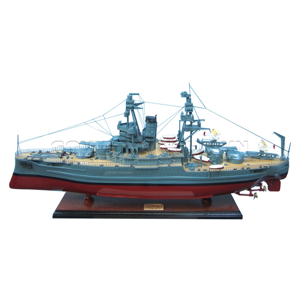 Mô Hình Tàu Hạm Đội Uss Arizona - Thân 88cm - Gỗ Sơn