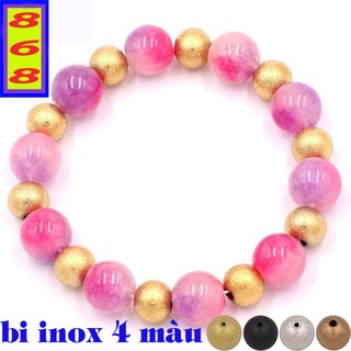[Mệnh Hỏa, Thổ] Vòng Tay 10 Ly Màu Hồng Tím Charm Bi Inox VTAHTHVT1 - Kèm Hộp Đựng Cao Cấp - Phong Thủy 868