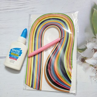 Bộ giấy cuốn quilling và keo sữa chuyên dụng