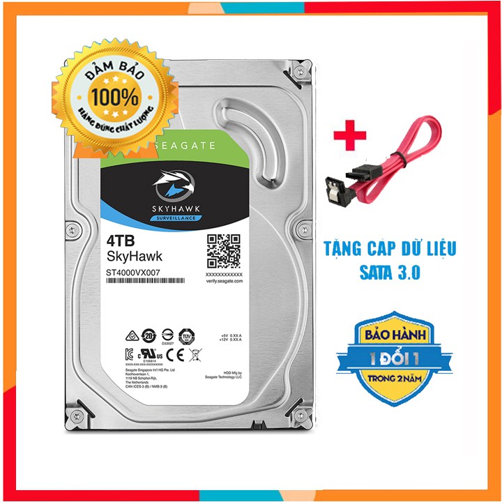 Ổ cứng HDD Seagate Skyhawk 4TB 3.5" SATA 3 Nhập khẩu
