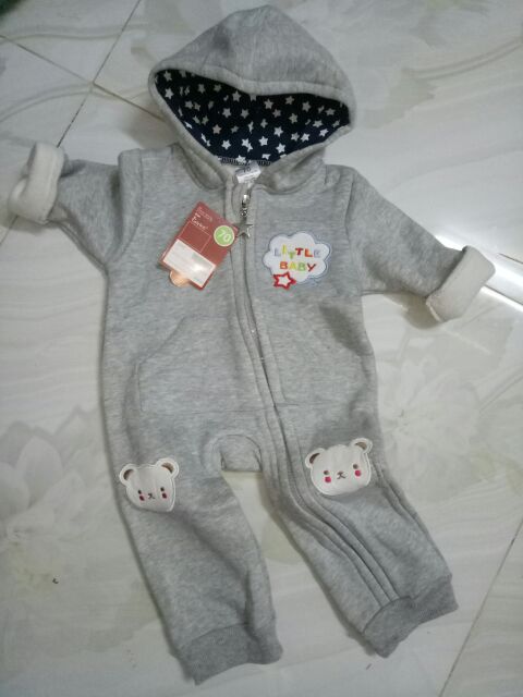 Body có nón cotton lót nỉ dày ấm kéo khoá